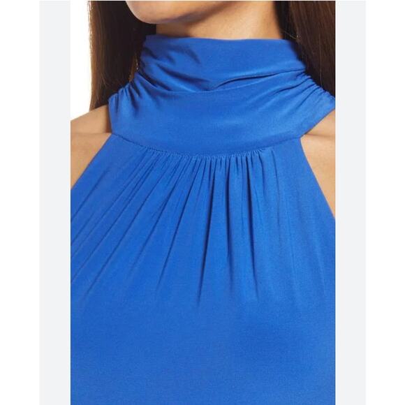 ELIZA J Halter Neck Cobalt Blue Sleeveless High Slit Maxi Dress, Size 16, NWT - Picture 9 of 9